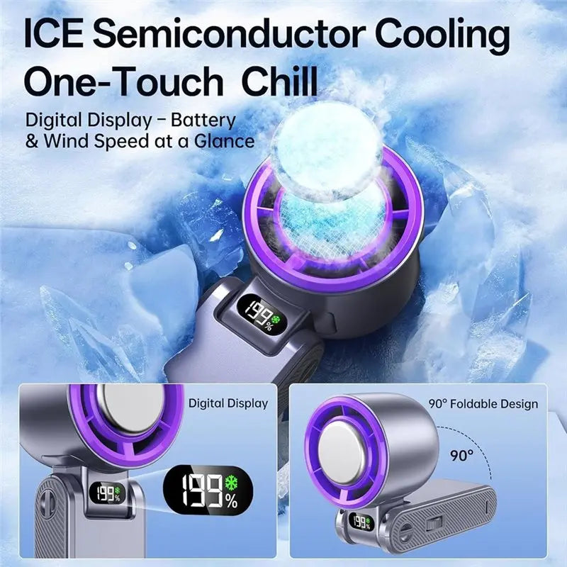 B47B-Rechargeable Pro Handheld Portable Fan Turbo Cooling-Powerful Mini Personal Fan Hand Held